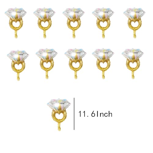 Image of 10Pcs Mini Diamond Ring Balloons for Engagement and Anniversary Wedding Party Supplies (Pack of 2)