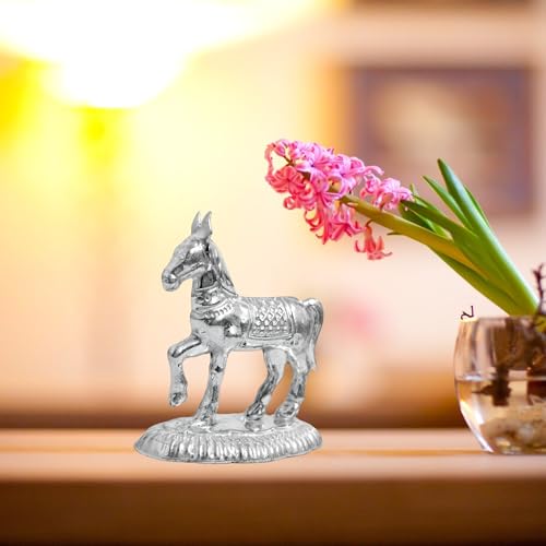 Image of Vail Creation Silver Horse Vastu Idol Decoration Items for Pooja Gift Worship Home Decor | Silver Horse with Left Leg Up