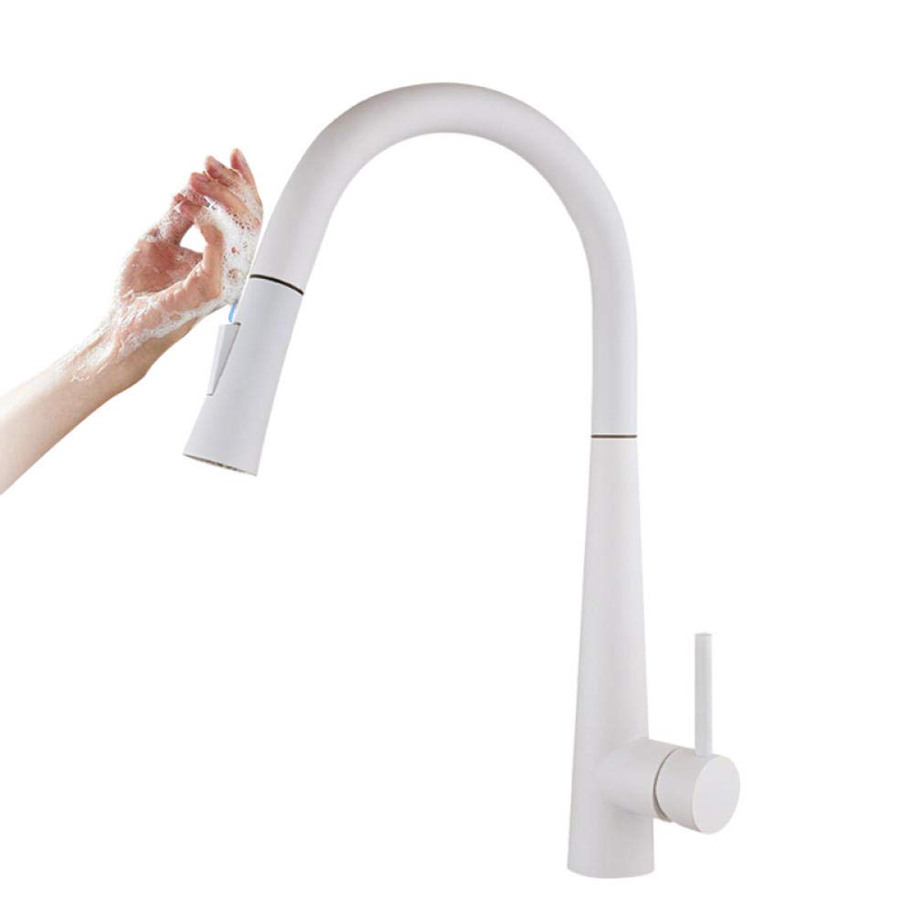 Robinet mitigeur intelligent tactile pour évier de cuisine design blanc