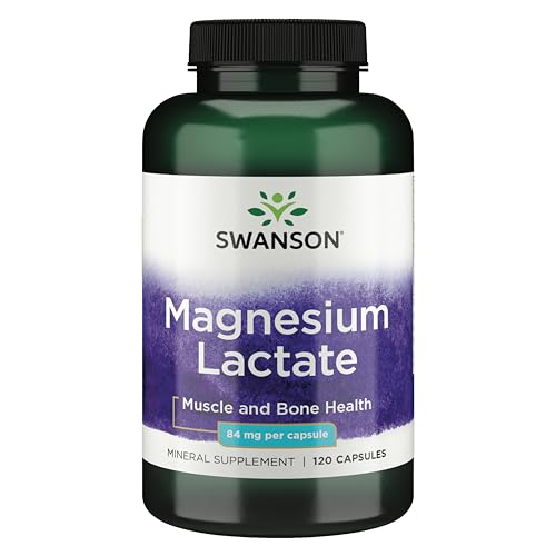 Swanson Magnesium Lactate - Lactose-Free Mineral Supplement for Muscle & Bone Health Support* - Gentle on the Stomach - Non-GMO & Gluten-Free - 120 Capsules