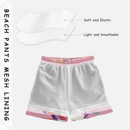 Pigsaly Boys Swim Trunks Rainbow Unicorn Pastel Boys Board Shorts Swimsuit Swimwear Summer Bathing Suit XS4