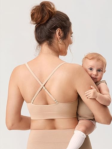 Image of MOMANDA Ribbed Nursing Bras for Breastfeeding | Maternity sleep bralettes, Wireless, Seamless, Soft lift, Comfy, For women