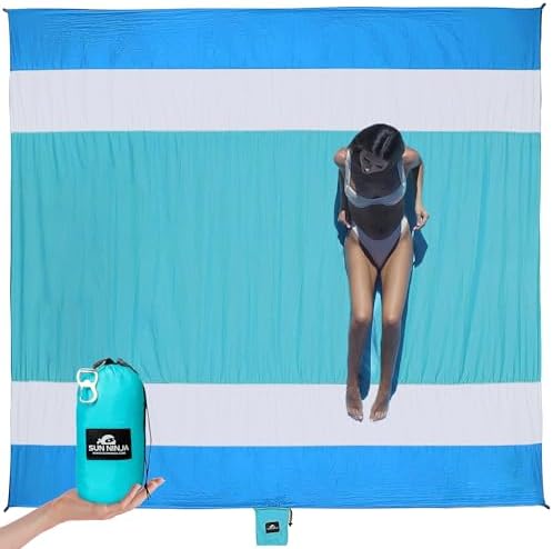 SUN NINJA Sand Proof Beach Blanket - Sand Free Beach Mat, Lightwe...