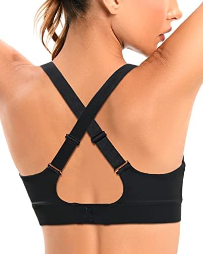 MARINAVIDA Sports Bra High Impact Adjustable Sports Bras for Women, Running Criss Cross Workout Bras with Removable Cups Black