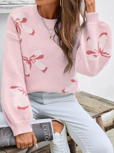 Womens Oversized Cute Bow Sweater Fall 2025 Trendy Preppy Chuncy Knit Long Sleeve Valentines Day Pullover Sweaters4