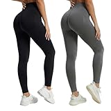 2 PCS M Leggins Push Up Mujer Mallas Push Up Mujer Leggins Anticeluliticos Diseño De Talle Alto Que Realza Los Glúteos Y Aplana El Abdomen Opaco Ideal Para Yoga Ejercicio Y Uso Diario（Gris&Oscuro）