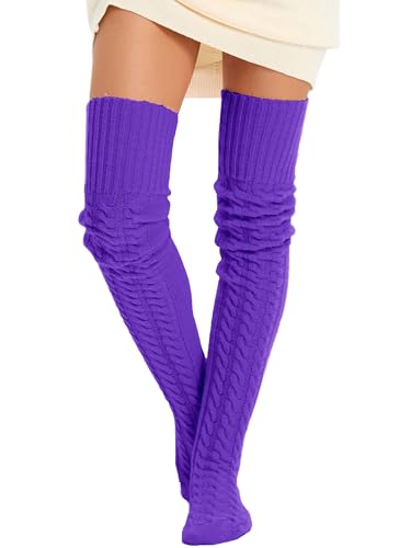 Image of Women's Thigh High Knitted Winter Boot Socks Vintage Extra Long Leg Warmer Over Knee High Stockings
