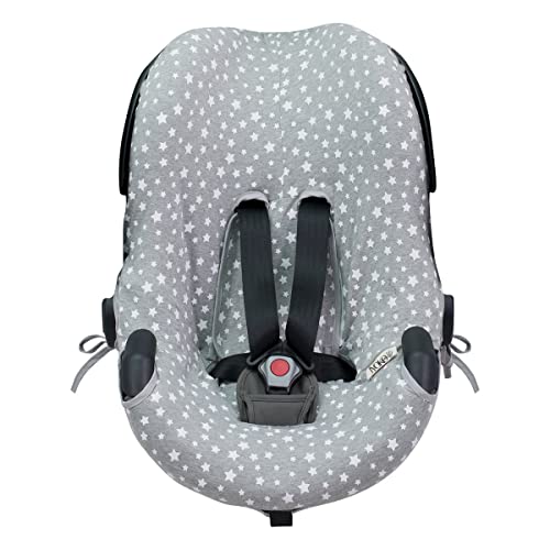 JYOKO Kids Funda de Algodón para Silla de Coche Compatible con BeSafe iZi Go (White Star)
