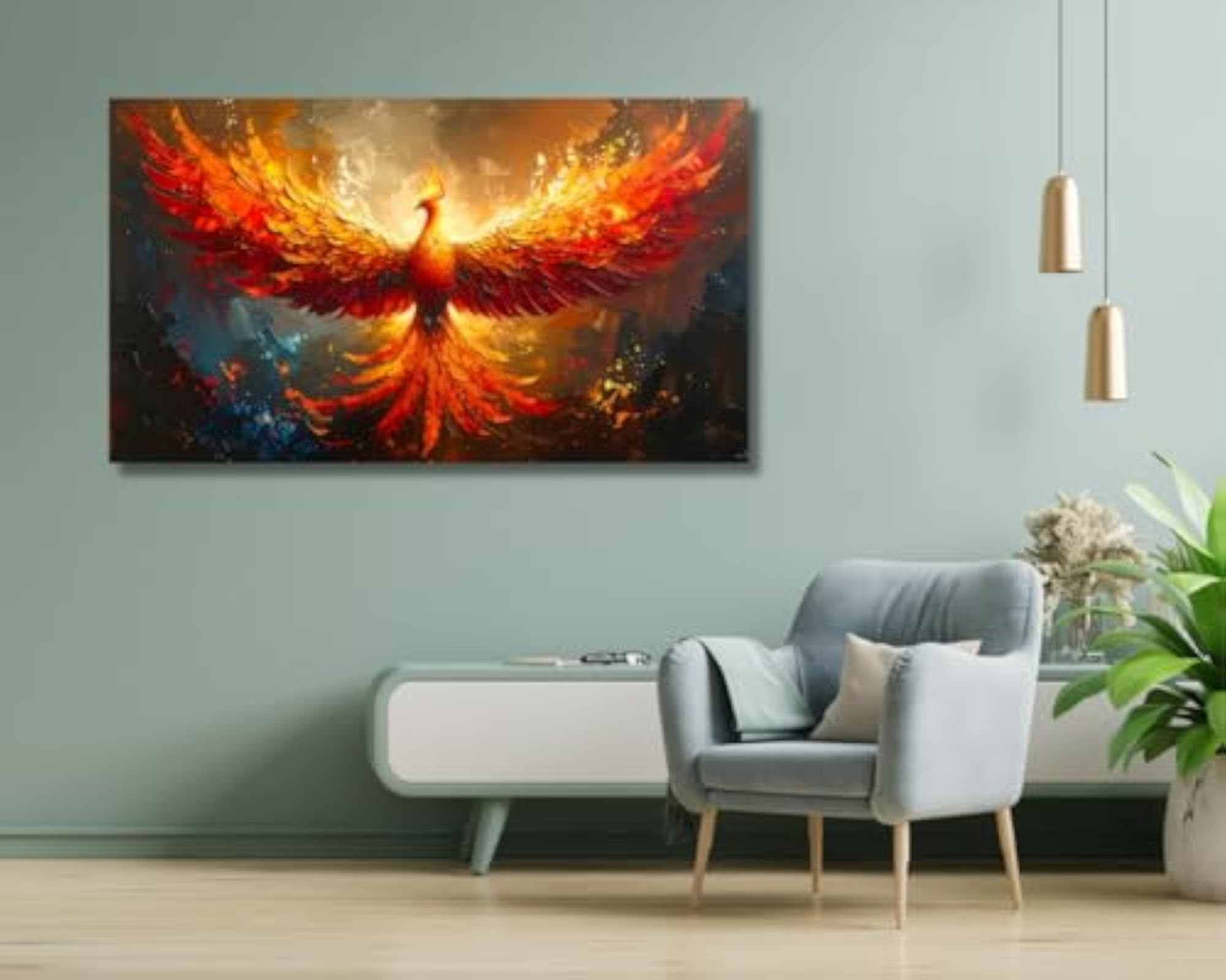 Artistic Premium Canvas Rising Phoenix Bird Painting