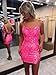 PLKF Tight Hot Pink Homecoming Dresses for Teens 2025 Sequin Glitter Hot Pink HOCO Dress Sparkly Short Prom Dress with Slit Hot Pink 02