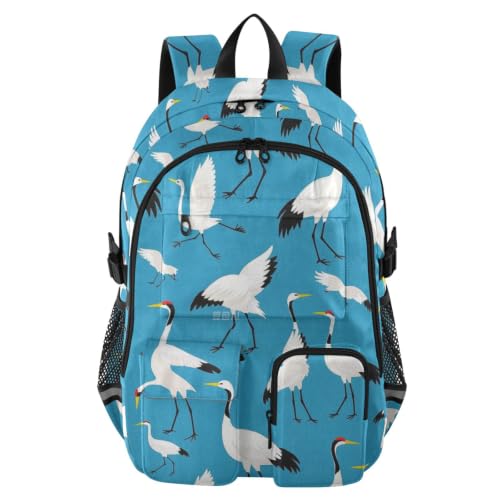 Mochila para laptop de 17.5" con diseño de grulla azul para adultos y negocios