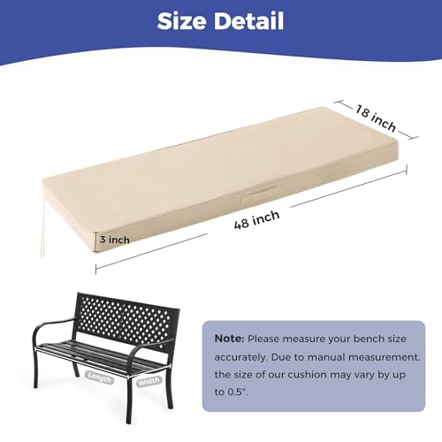 IPYNBAP Outdoor Bench Cushion Waterproof, 48x18x3 Inch, Beige by IPYNBAP - Used condition - Image 5