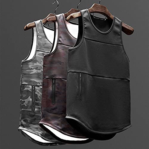 Pdgjg Mens Bodybuilding Tank Top Gyms Fitness Sleeveless Shirt New Male Cotton Clothing Fashion Singlet Vest Undershirt (Color : Grey Camouflage, Size : Xxl Code) #TOP3