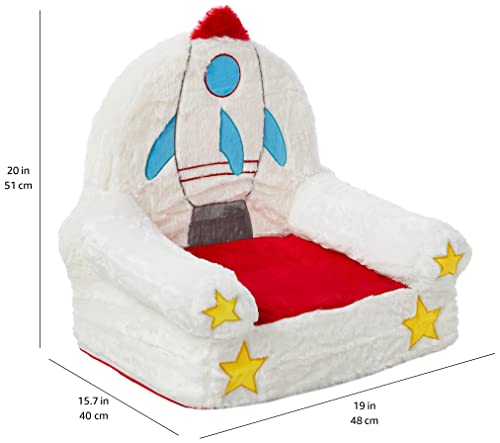 Image of Amazon Basics Children's Plush Toddler Chair for Bedroom, Rocket, Multicolor