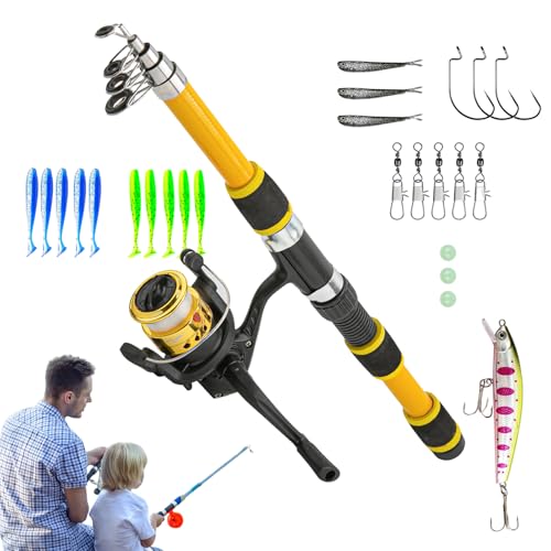 Kit de pêche pour jeunes avec poteau télescopique de 1,8 m et matériel de petit dock