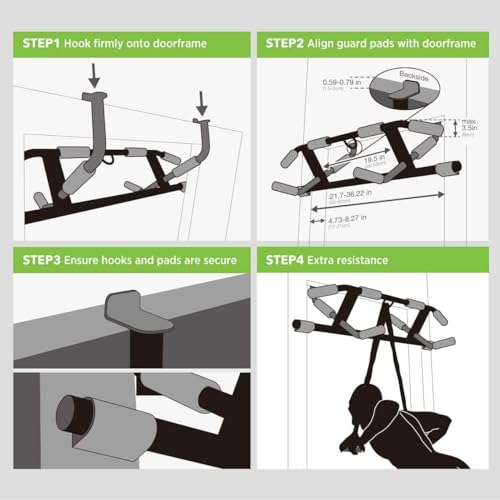 HAKENO Multi-Grip Pull Up Bar For Doorway - Pullupbar With Enhanced Smart Hook Angled Grip Home Gym Exercise Equipment with Professional Training Suspension Strap Set - Image 6