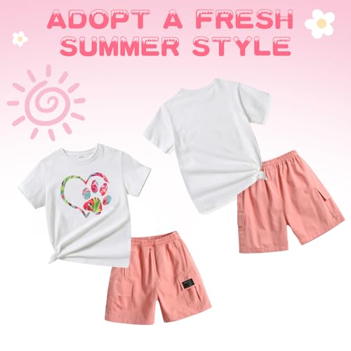 Image of Girl Summer Clothes Set - Toddler Girl Outfits Comfortable Short-Sleeves And Shorts Clothes For Kids