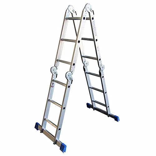 Alumexx 3-1 Multi Klappleiter/Treppe - Leiter, Gerüst und Treppe in 1 - Stehgerüst - Aluleiter - Stehleiter - Arbeitshöhe bis 4,55 Meter - Gewicht 17,5 Kilogramm