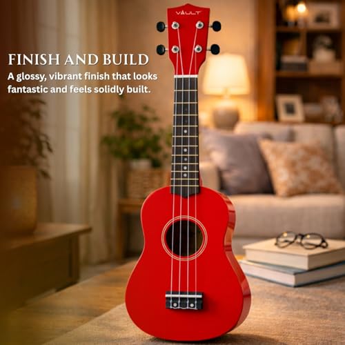 Image of Vault UK-003 21 inch Soprano Colourful Ukulele With Gig Bag (Red)