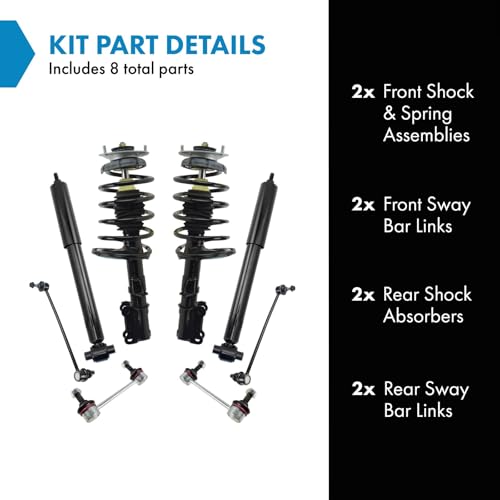 Image of TRQ Front and Rear Suspension Kit Complete Strut & Coil Spring Assembly Shock Absorber Sway Bar Stabilizer Link Compatible with 2001-2009 Volvo S60 1999-2006 S80 2001-2007 V70