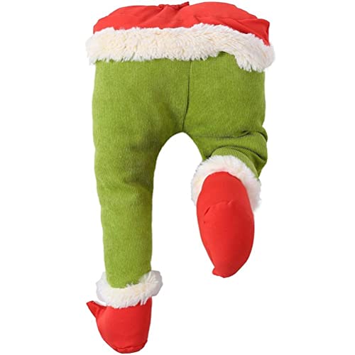 Syrisora Ornamentos de pernas de elfo verde de Natal - 39 cm perna de pelúcia Natal feriado casa fes