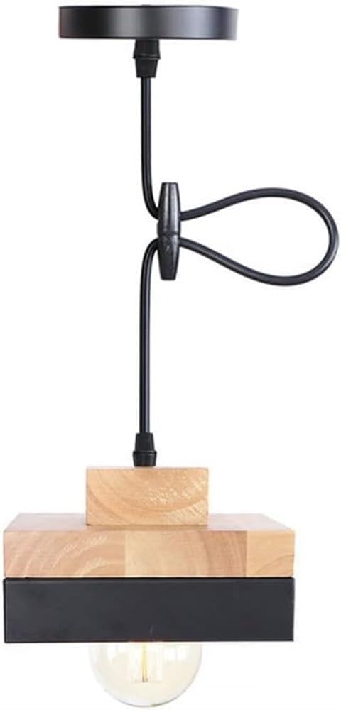 Lampe à hauteur réglable en bois nordique avec suspension créative colorée