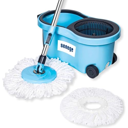 by Trendy Home Spin Mop with Big Wheels and Stainless Steel Wring...