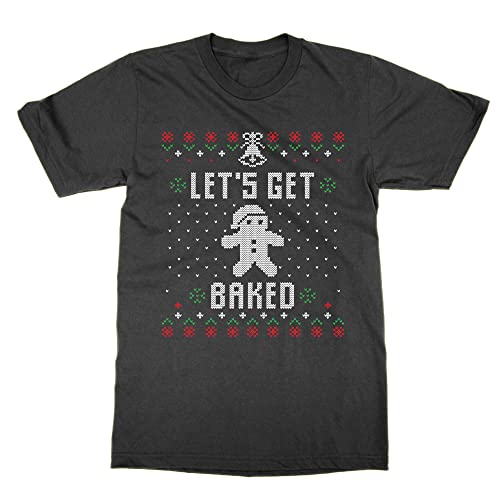 Christmas Ugly Sweater T-Shirt Let's Get Baked noir XXL humour de Noël