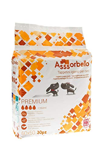 FERRIBIELLA Assorbello PREMIUM, Tappetini Igienici per Cani, 60 x 60 cm, Multicolore, 30 pezzi