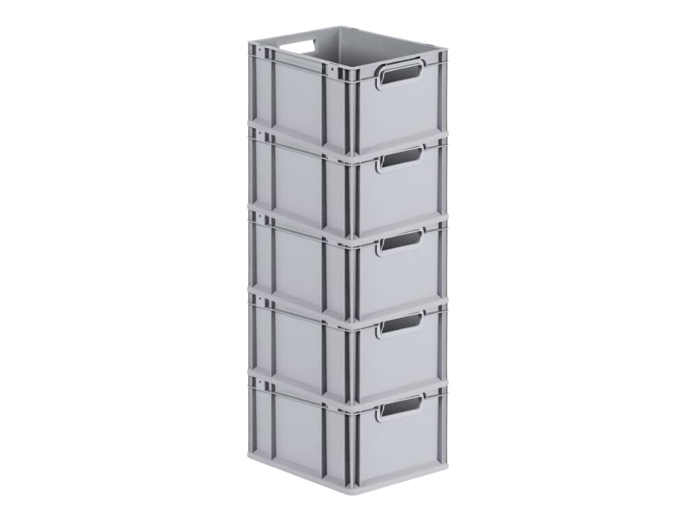 PROREGAL SuperSparSet 5x Eurobox NextGen Economy | Griffe offen |HxBxT 22x30x40cm | 20 Liter | Eurobehälter, Transportbox, Transportbehälter, Stapelbehälter
