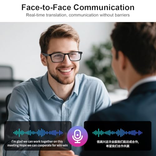 AI Smart Glasses, Support 160+ Languages Real-Time Translation Powered by APP, Bluetooth Glasses with Speakers, Blue Light Blocking & Detachable Sunglasses Lenses, Bluetooth Glasses for Men & Women by padom - Image 4