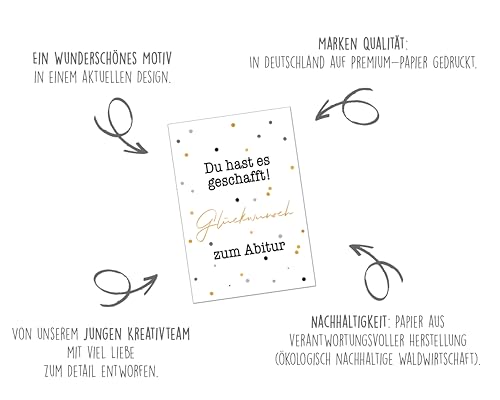 Edition Seidel Premium Glückwunschkarte zum Abitur mit Umschlag. Abiturkarte Karte Grußkarte Spruch Sprüche Abschluss Prüfung Abi Schule Erfolg Mann Frau Jugendliche Jugendlicher (PR163 SW026)