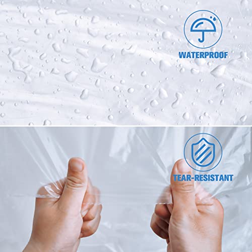 Pilot Fish 2 Mil Plastic Drop Cloth For Painting, Plastic Sheeting 3 Pack 9X12 Feet Waterproof Drop Cloth Heavy Duty Thick Traps Clear Cloth For Furniture Cover, Dustproof Tear Resistance Couch Cover #TOP1