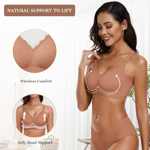 Image of OEAK Womens Wireless Jelly Bras Push Up Bralette Full Coverage No Underwire Bra Comfortable Everyday Seamless Tshirt Bras
