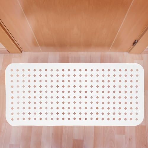 Alfombrilla para bañera con orificios de drenaje y ventosas de PVC extralarga 7