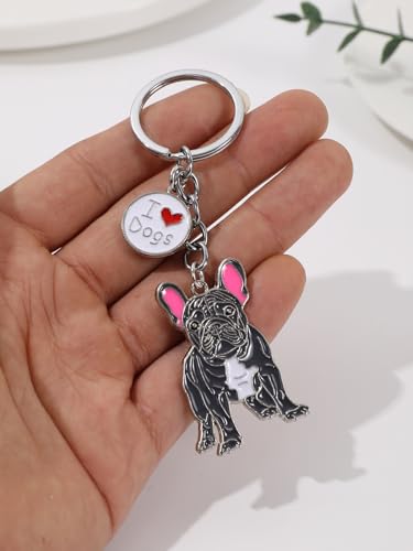 BT Bear Schlüsselanhänger, Hundemarke, niedlicher Metall-Schlüsselanhänger, Taschenanhänger, Französische Bulldogge, Schwarz, 10