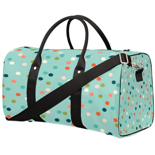 Colorful Polka Dots Travel Duffel Bag, Modern Sports Tote Gym Bag, Foldable Weekender Overnight Bag, Luggage Handle Bag for Women Men