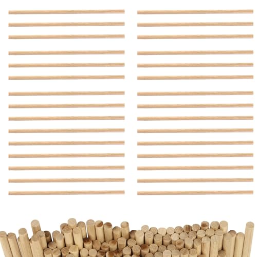 30pcs Wooden Dowels – 20cm x 5mm Craft Sticks for DIY Projects, Cake Supports & Model Building, Smooth Hardwood Dowel Rods for Woodworking & Decorations