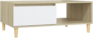 vidaXL Tavolino da Salotto Bianco e Rovere Sonoma 90x60x35 cm Truciolato