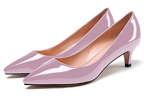 SAMMITOP Women's Pointed Toe Pumps Classic Kitten Heel Shoes Slip On Office Business Shoes3