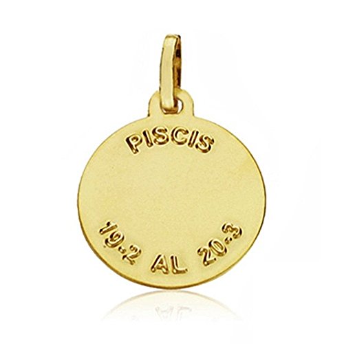 Medalla de oro 18k horóscopo Piscis 16mm Inmaculada Romero