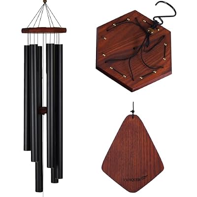Vanquer Large Wind Chimes for Outside Deep Tone - 46'' Wind Chimes Outdoor Clearance, Windchimes Outdoors, Memorial, Sympathy Gift, Patio, Home Décor, Vintage Black (46" Ash Wood)
