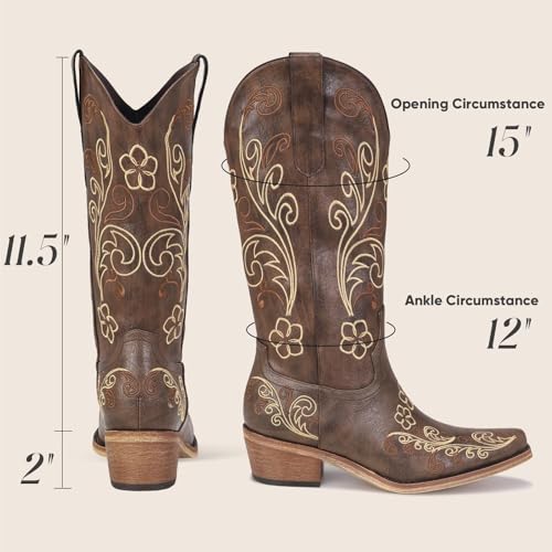 Image of Cowboy Boots for Women, Pointed Toe Chunky Heel | All-day walking comfort design, versatile for daily outfits, country music festivals and western style occasions
