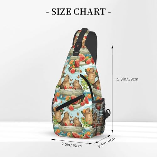 Watermelon Capybara Sling Backpack Unisex Crossbody Chest Bag Shoulder Chest Bag For Women Men Hiking Travel3