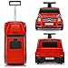 DREAMADE Kinderkoffer mit Autooptik, zum draufsitzen & rutschen, Bordcase, Reisekoffer, Kindergepäck mit großem Fassungsvermögen, für Kinder 2-6 Jahre (Rot)