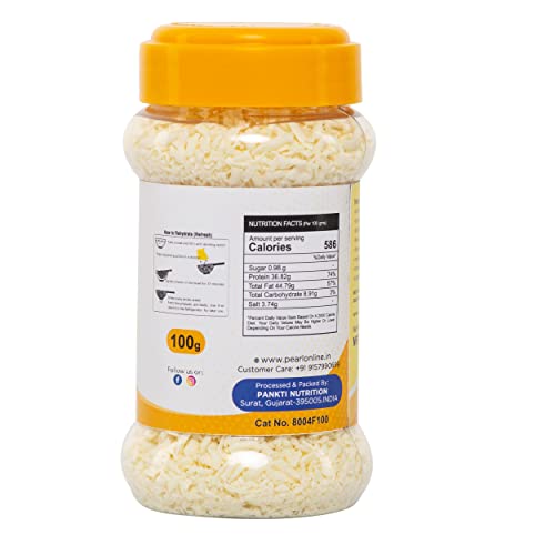 Image of Pankti Freeze Dried Cheese Flakes Natural Rehydratable Fresh Cheese (Grated) for Pizza | Melts Perfectly - Ideal for Pizza, Pasta, and Baking - Made with Cashews - 100gm