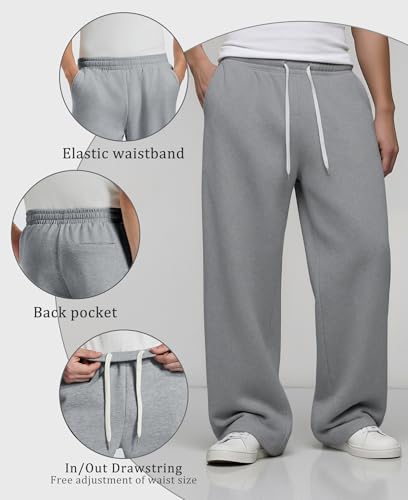 Image of Susclude Mens Lightweight Baggy Sweatpants Wide Leg Gym Lounge with Pockets | Wide Leg, Premium Cotton Blend, Inner /Outer Drawstring, 3 Pockets, Y2K Oversized, Breathable for Gym Lounge All Seasons