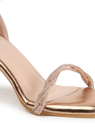 Image of Carlton London Women Comfortable Elegant Stiletto Heel Square Toe Ankel Loop fashion Sandal for Party,Wedding and Casual Use