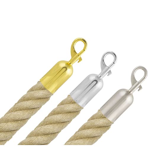 Corde de barrière en chanvre avec des extrémités à clipser, Ø 25 mm (1,5 m, chrome poli)