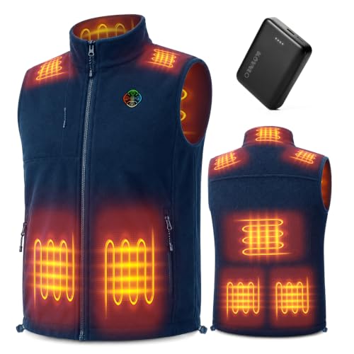 Image of KOVNLO Men's Heated Fleece Vest with 8 Heating Panels and Battery Pack